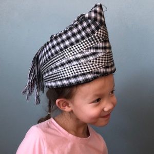 Hmong Strip Pattern Crown Hat for little girls